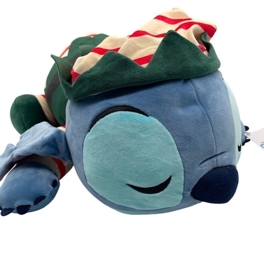 Cudleezz Stitch Disney‎ Christmas Elf Sleeping Plush Stripe 24" Large Soft - Picture 9 of 11